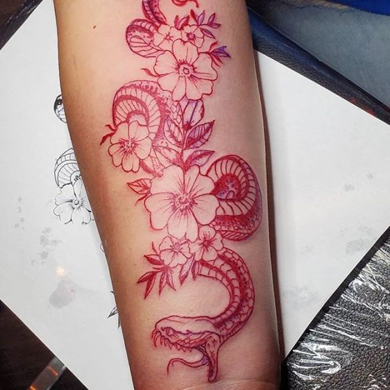 red tattoo ink fade