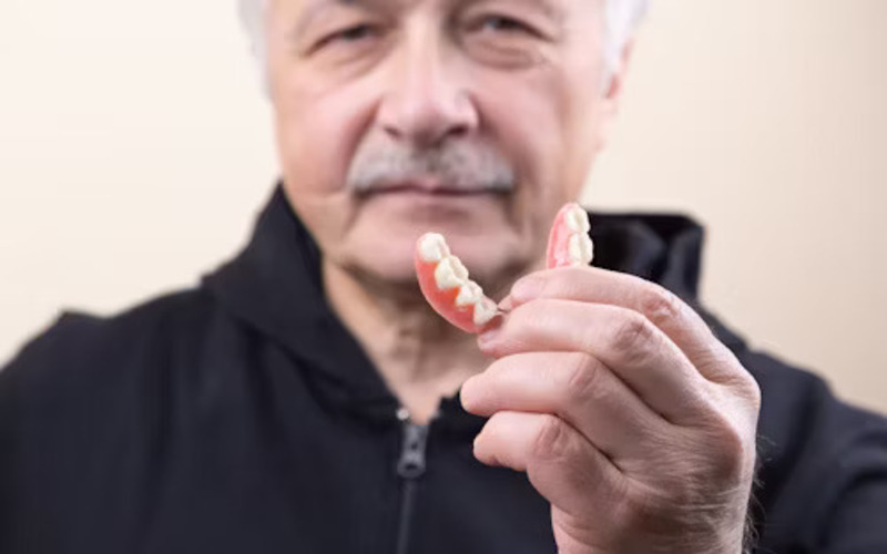 Adult man showing teeth skeletal